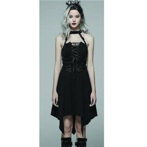 NWT PunkRave Dark Punk Spiked Collar Short Dress: READ DESCRIPTION FOR SIZE NOTE